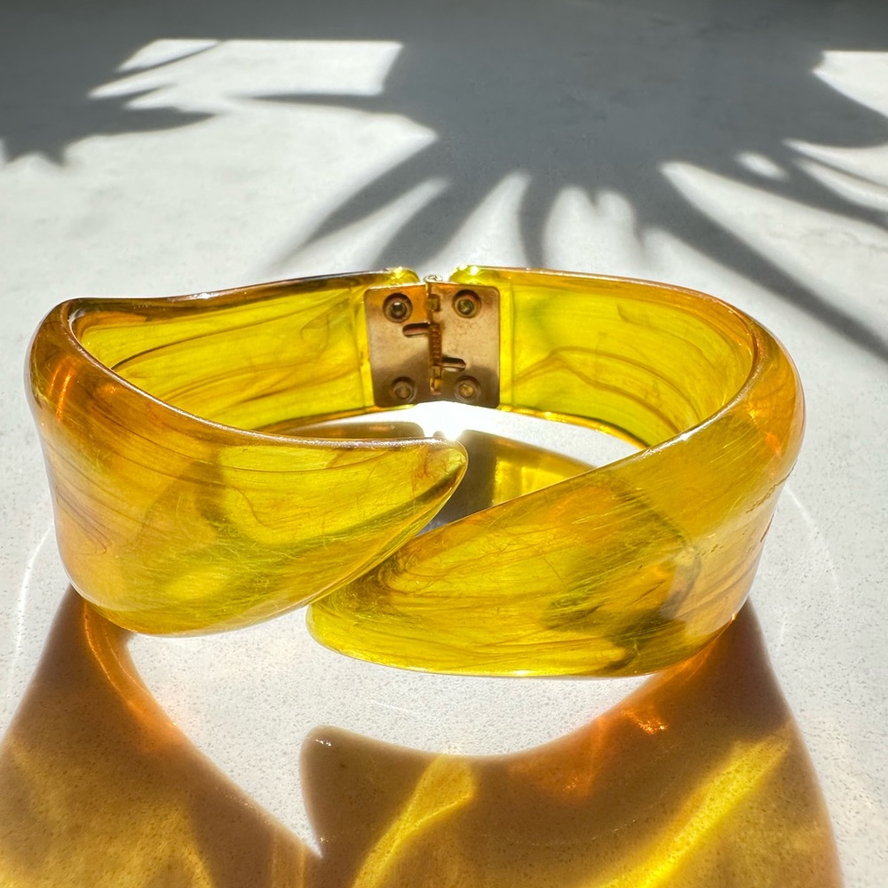 Rare Vintage lucite yellow bracelet cuff